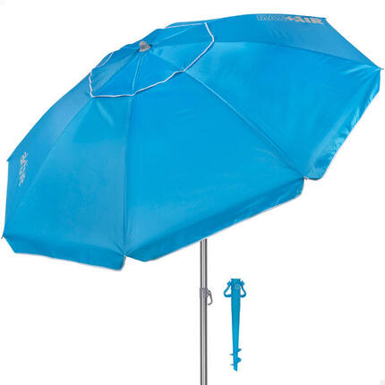 Parasol de plage inclinable UV50 en oxford et acier avec pied et housse