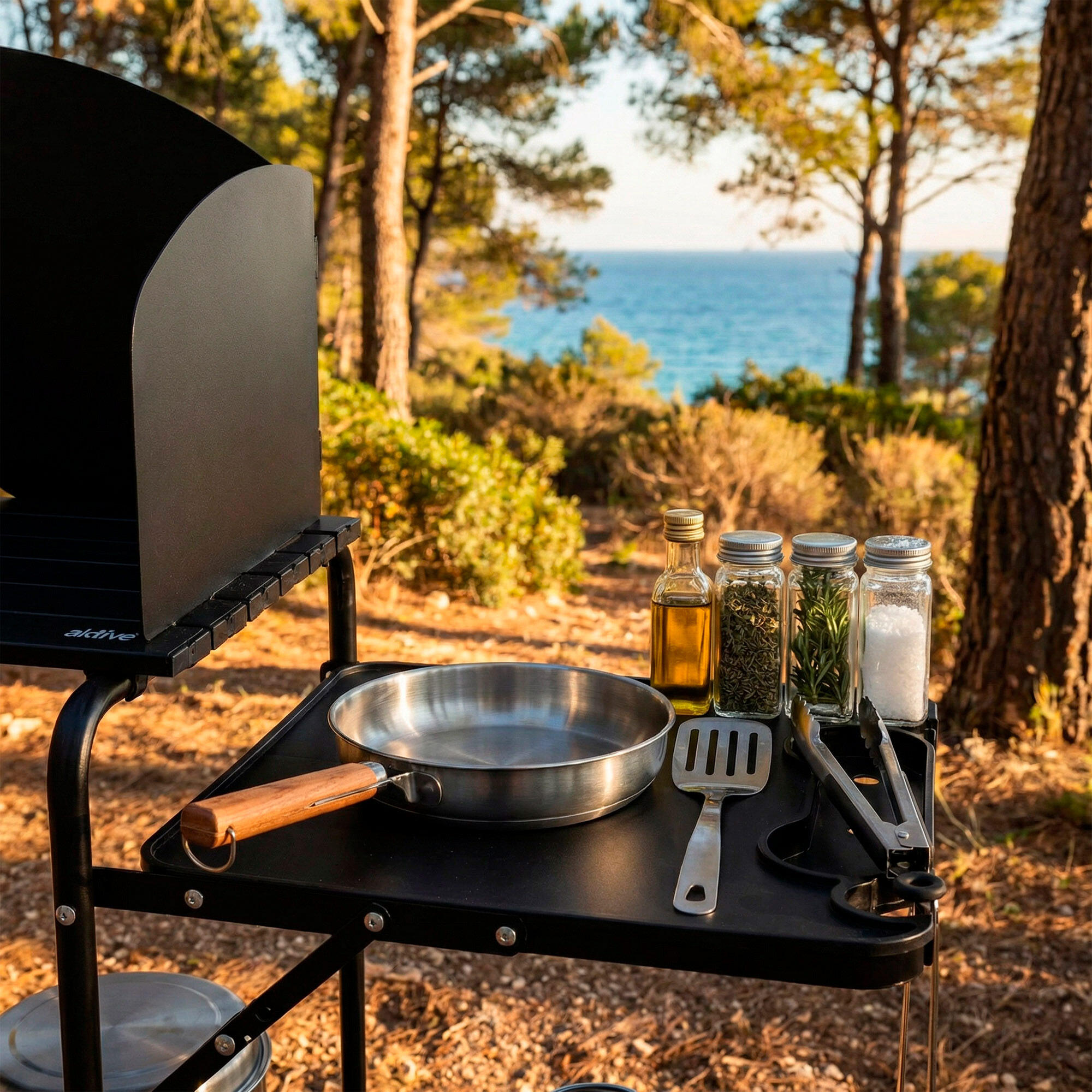 Armário de cozinha dobrável para camping, feito de aço, com bolsa 3/7