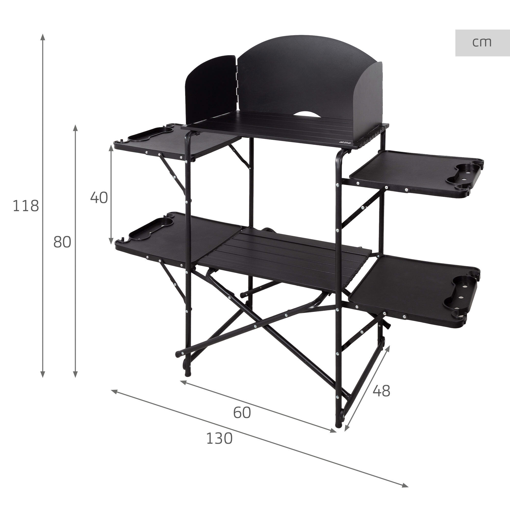 Armário de cozinha dobrável para camping, feito de aço, com bolsa 4/7