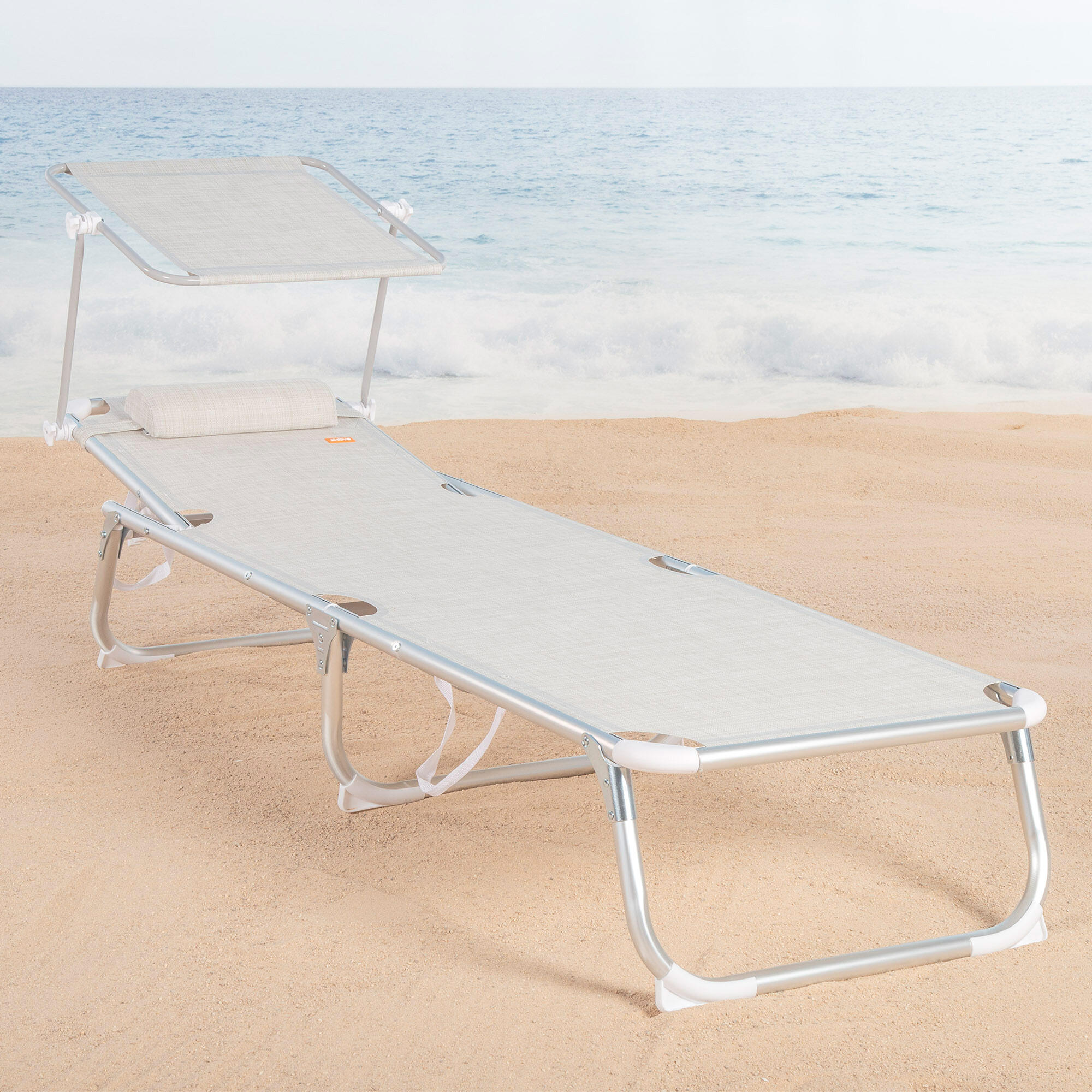 Transat de plage pliable Aktive 186 x 49 x 30 cm, 110 kg, 5 positions, beige 3/7