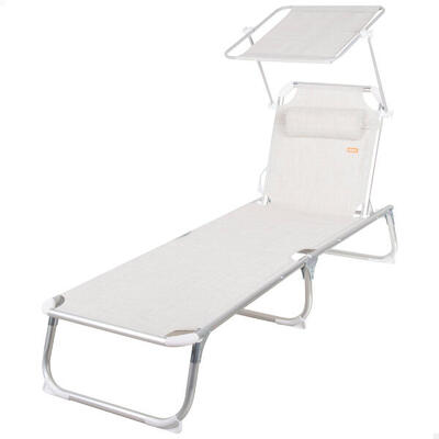 Lettino da spiaggia pieghevole Aktive 186x49x30 cm 110 kg 5 posizioni beige
