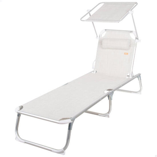 Lettino da spiaggia pieghevole Aktive 186x49x30 cm 110 kg 5 posizioni beige