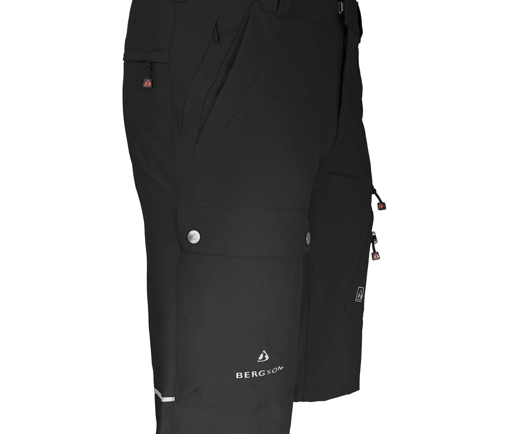 Herren Wandershorts recycelt, elastisch, 7 Taschen Schwarz 3/5