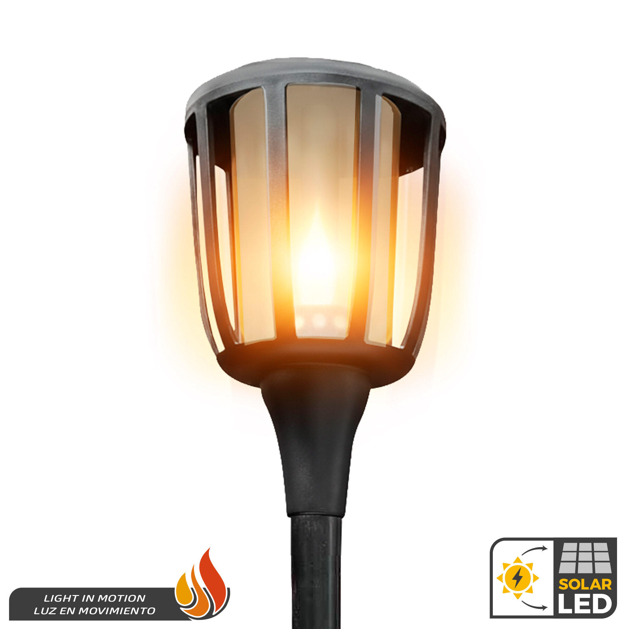 Balise solaire extérieure avec lumière chaude et mobile et panneau solaire 2/7