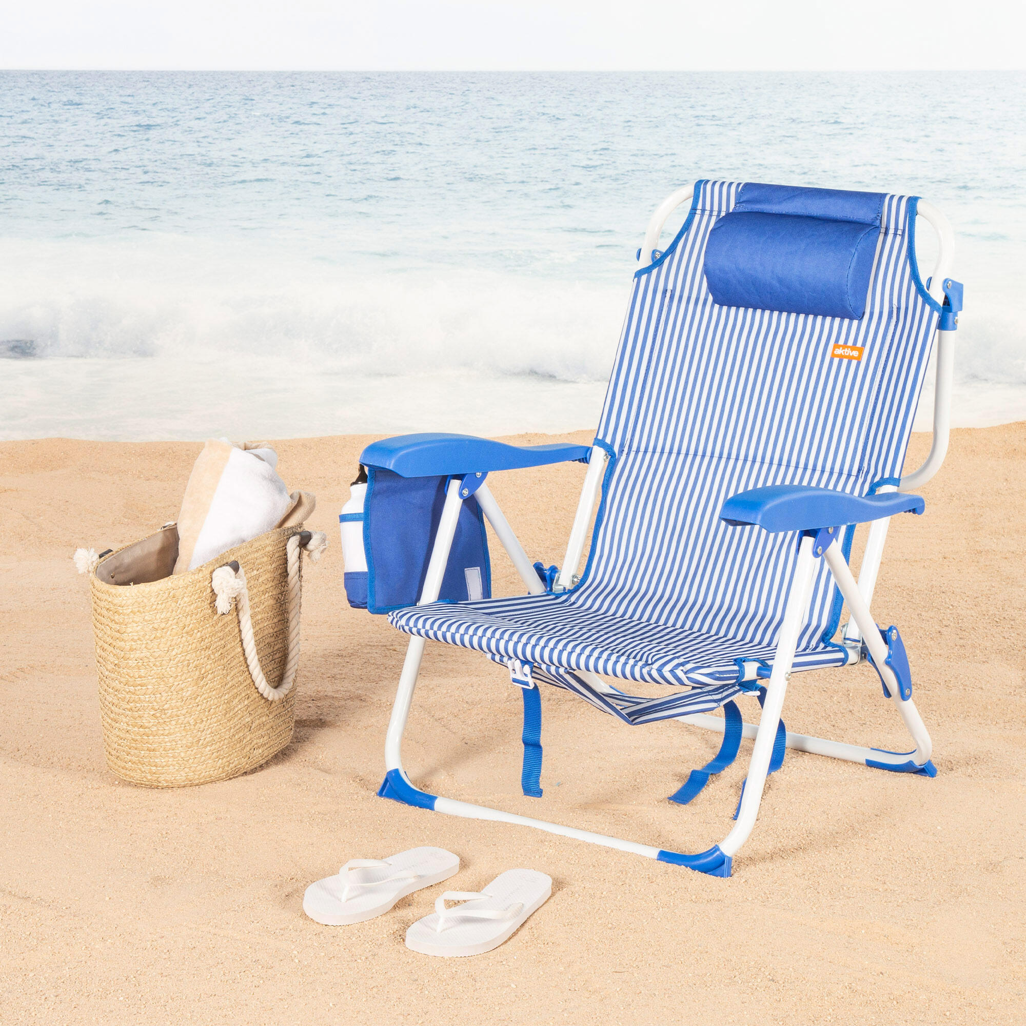 Sedia da spiaggia pieghevole Aktive 48x58x76 cm max. 110 kg 4 posizioni 2/7