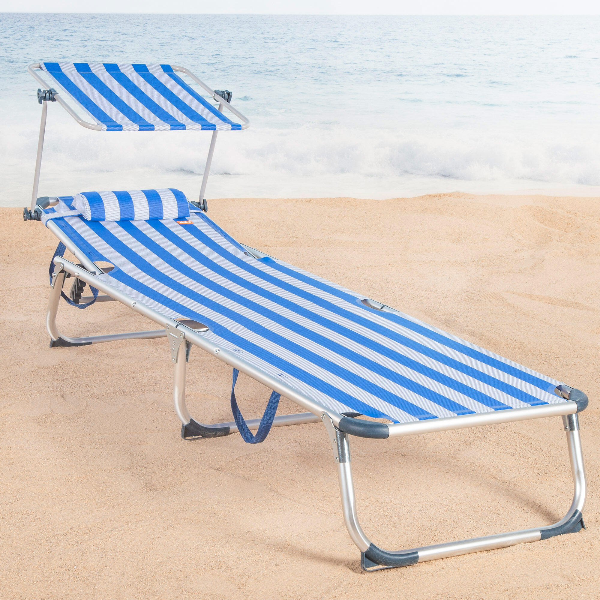 Lettino da spiaggia pieghevole Aktive 186x49x30 cm 110 kg 5 posizioni nautico 3/7