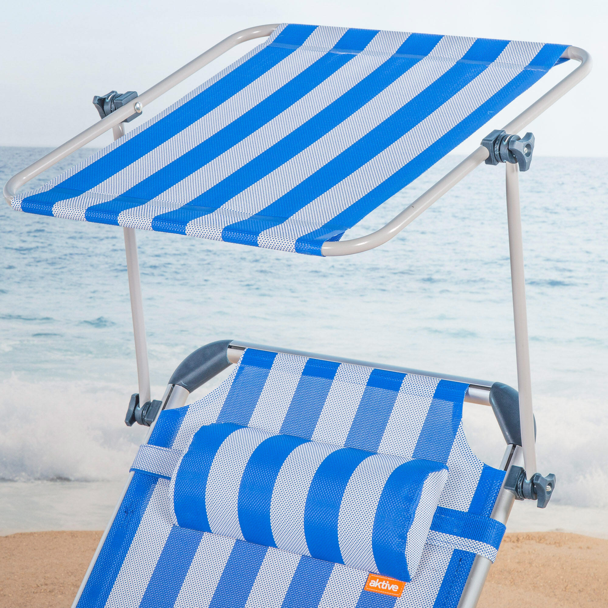 Lettino da spiaggia pieghevole Aktive 186x49x30 cm 110 kg 5 posizioni nautico 6/7