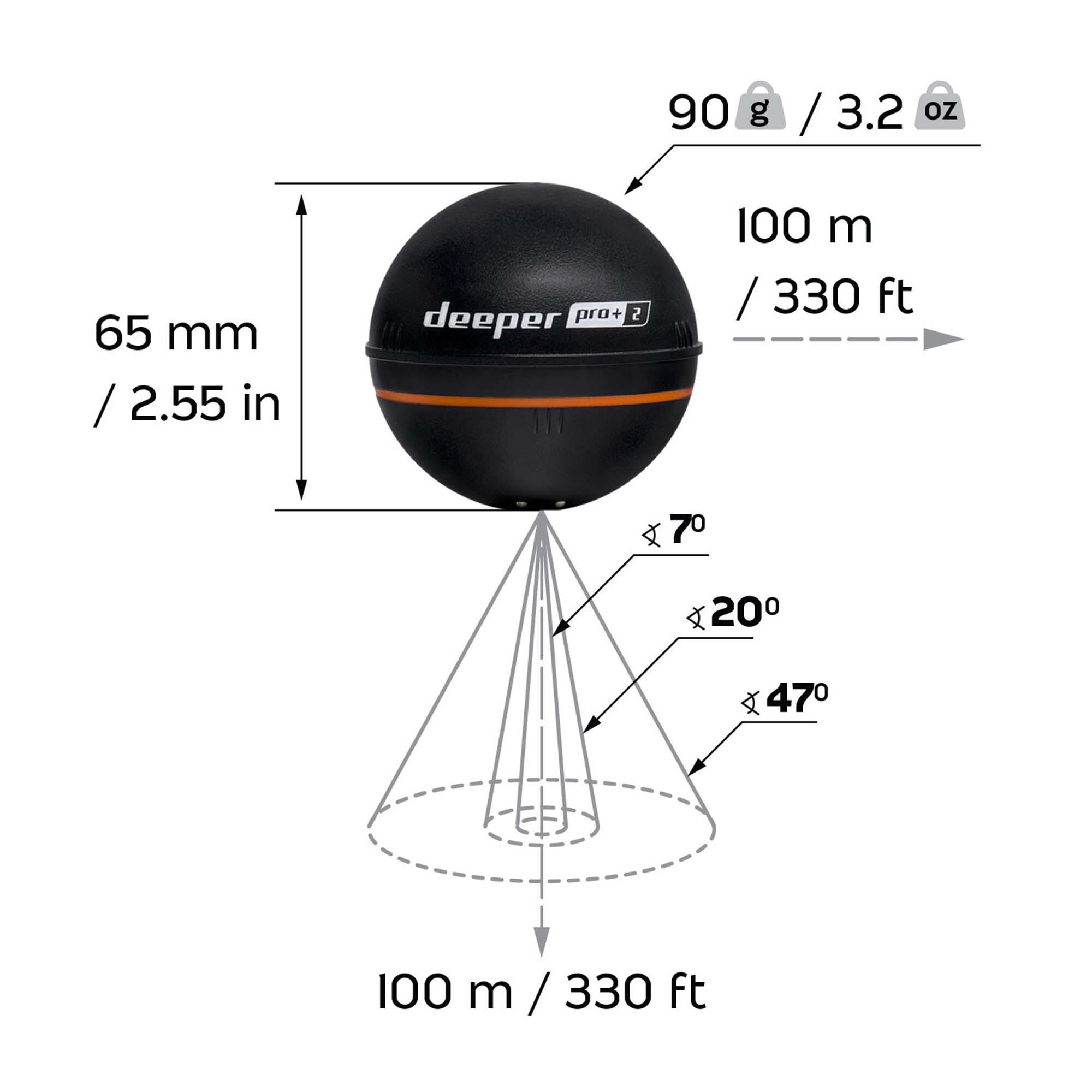 Deeper PRO+ 2 GPS Fischfinder  WLAN Sonar fr Ufer & Boot