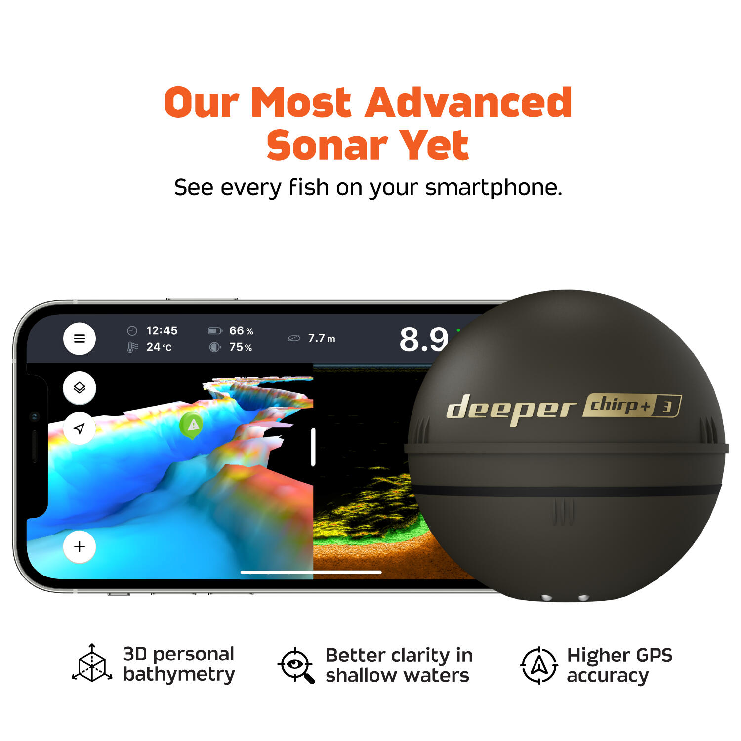 Deeper CHIRP+ 3 GPS Fish Finder – Sonar CHIRP para orilla y barco 3/7