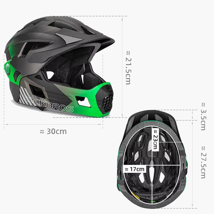 Kask dziecięcy z odpinaną osłoną podbródka FULL FACE off-road Rockbros 3/6
