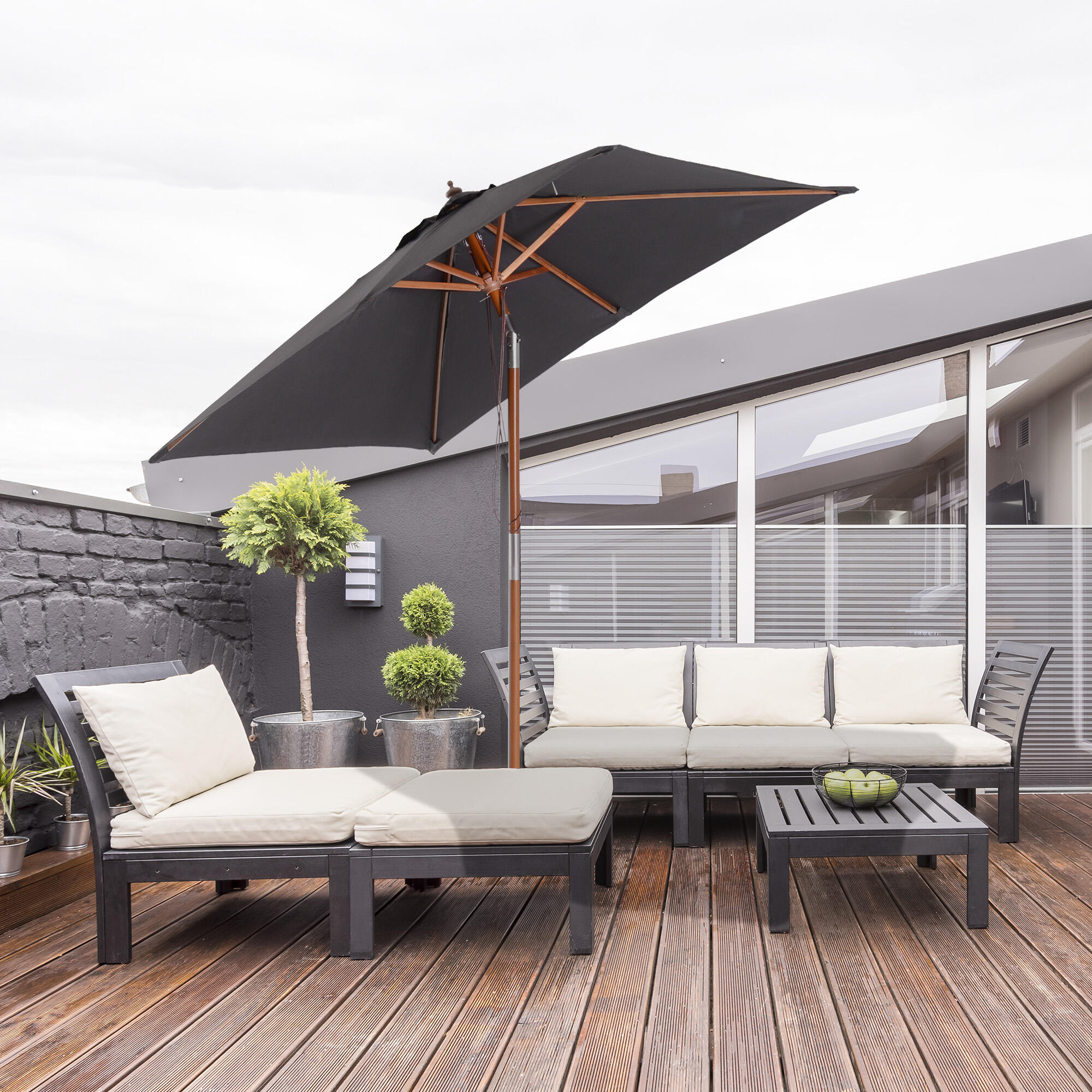 Sombrilla de Jardín Outsunny 200x150x235 cm Gris Oscuro 2/6