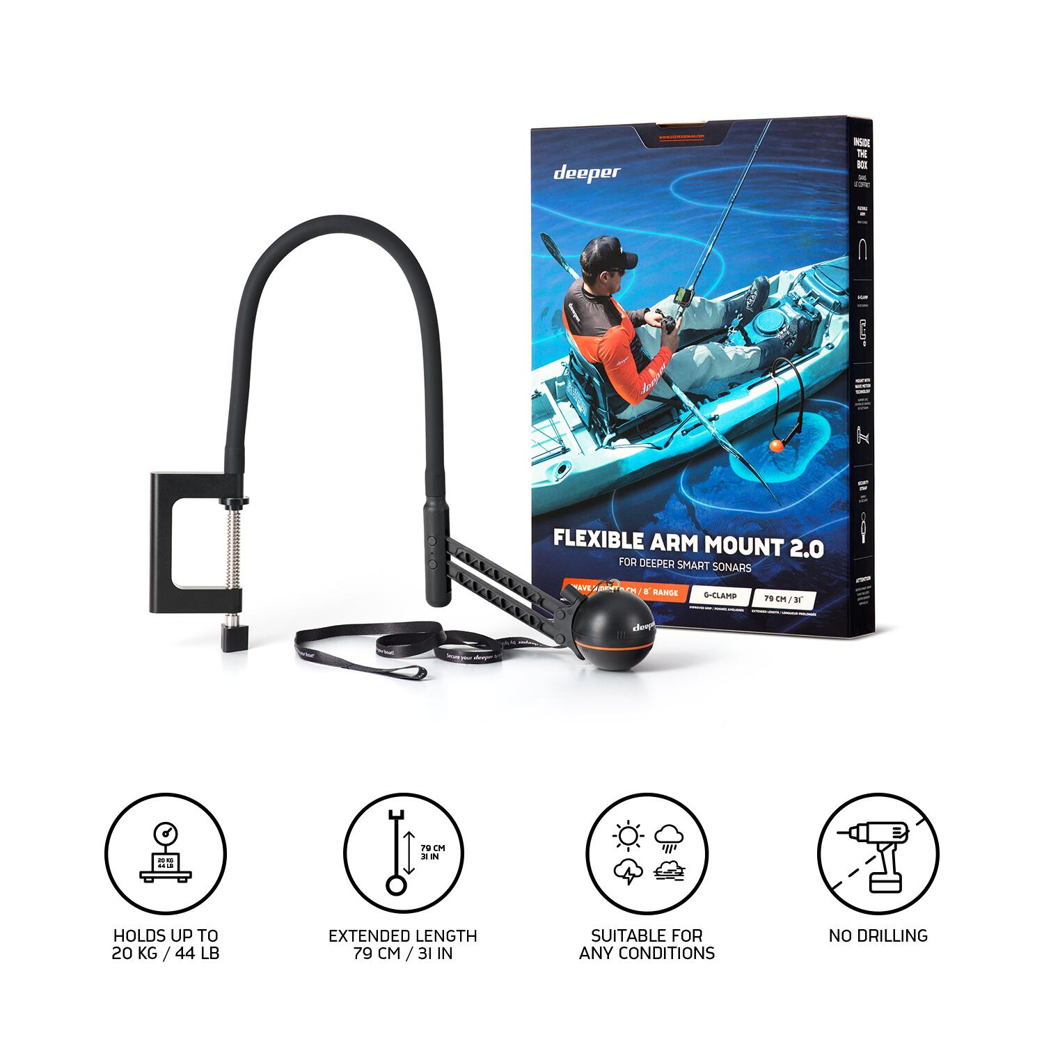 Deeper Flexible Arm 2.0 – Soporte para barco y kayak 2/7