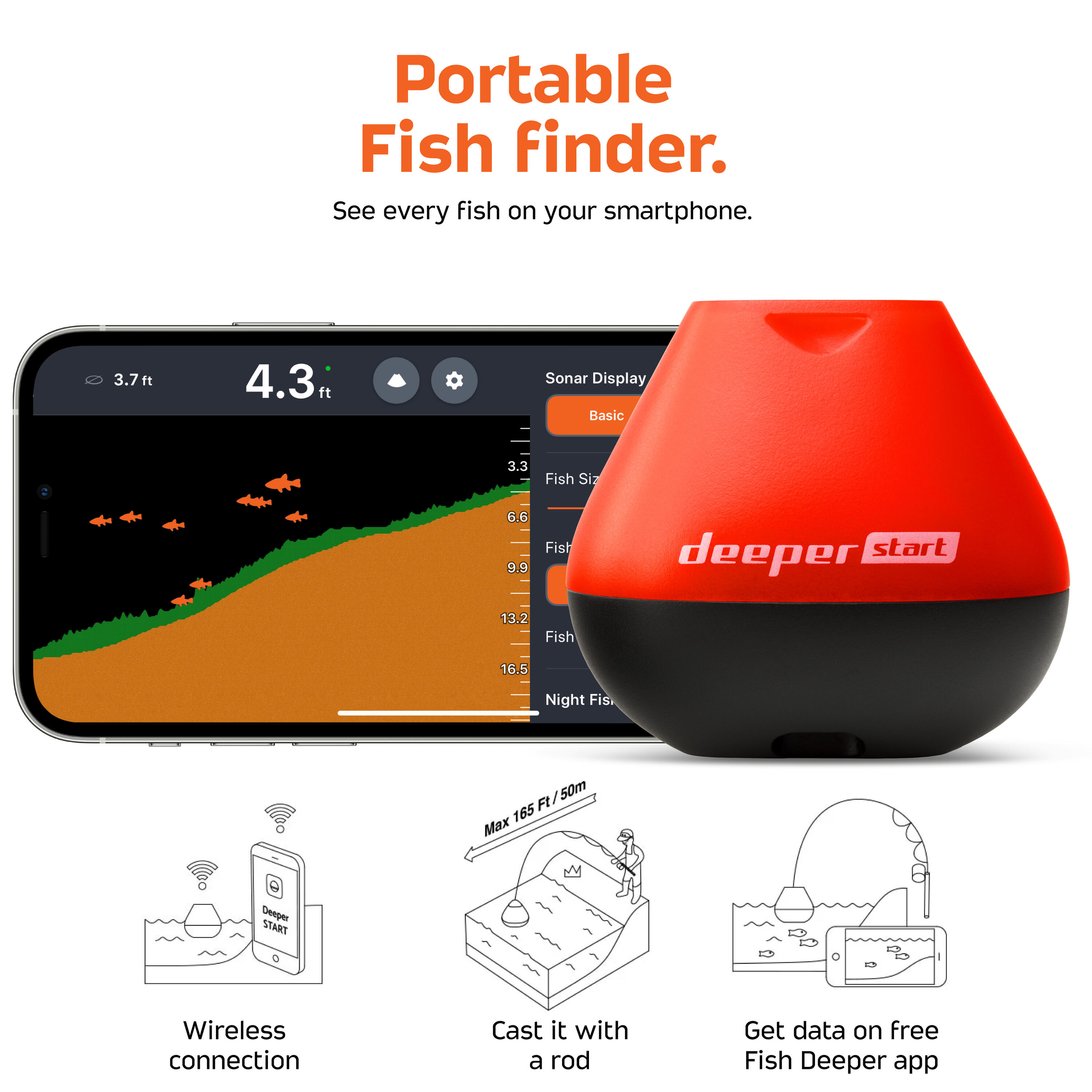 Deeper START Fish Finder – Sonar wireless WiFi per pesca da riva 3/6