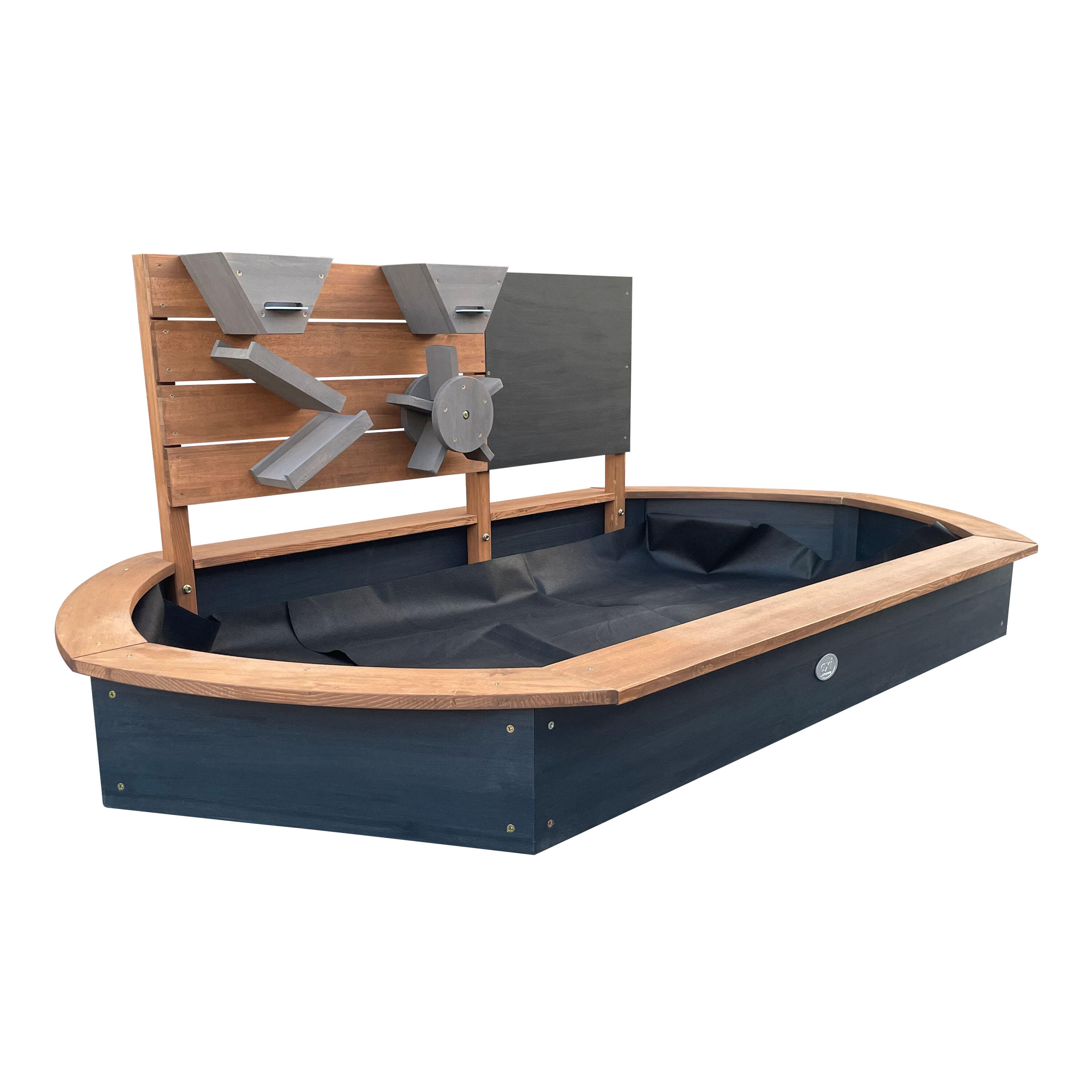 Ovale houten zandbak - AXI Joey - Antraciet - 158 x 91 x 57 cm 6/7