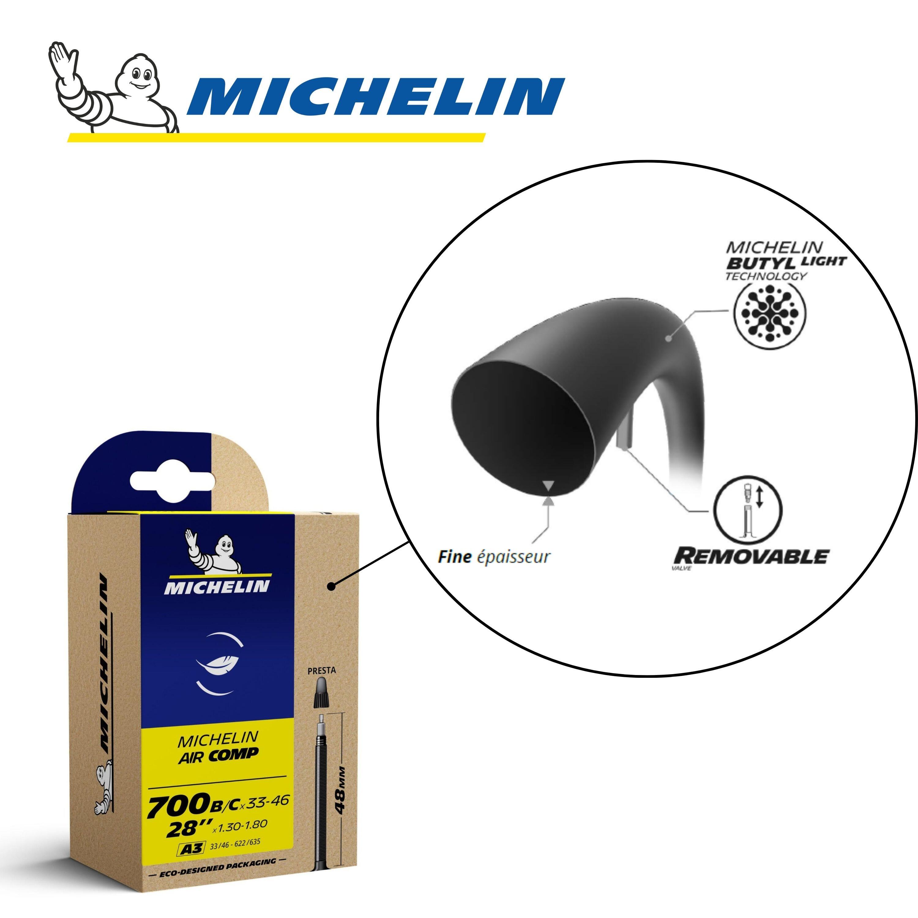 Lot de 2 chambres à air A3 AIRCOMP 28"x1,30-1,80 – Valve Presta – vélo ville 3/5