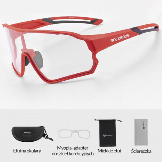 Okulary rowerowe / sportowe fotochrom ROCKBROS UV400 (10137) czerwone