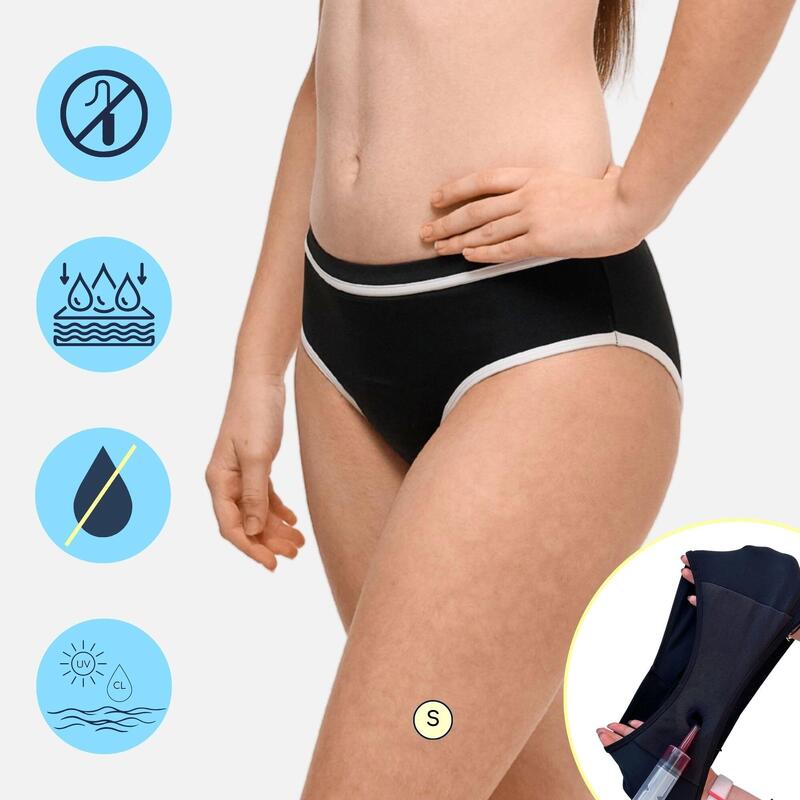 Slip înot menstrual flux mediu Ava, negru