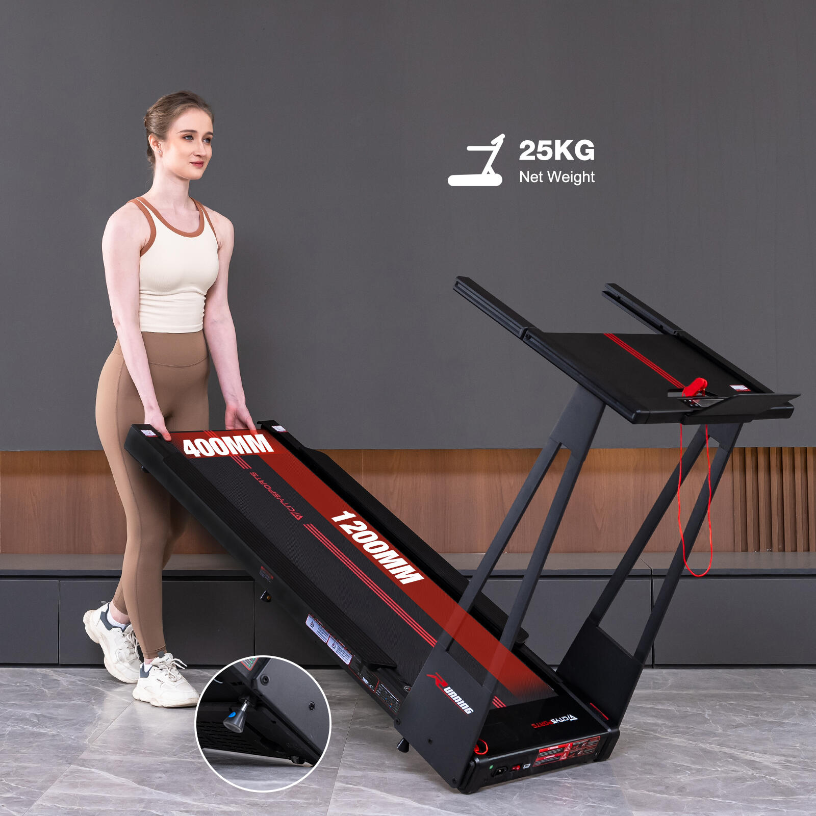 Tapis de Course-HG6-1400W-12 km/h-APP-Inclinaison Réglable 7/7