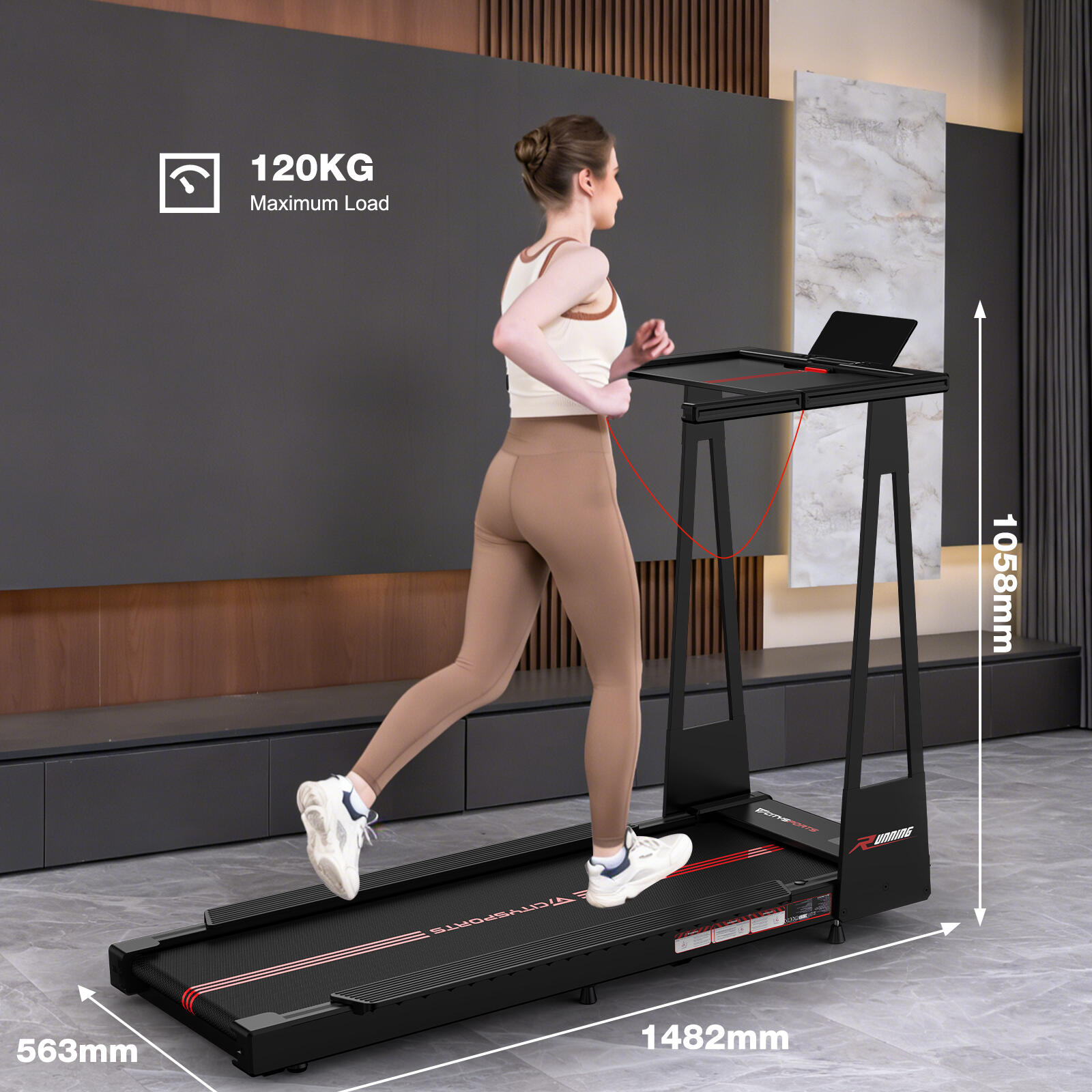 Tapis de Course-HG6-1400W-12 km/h-APP-Inclinaison Réglable 6/7