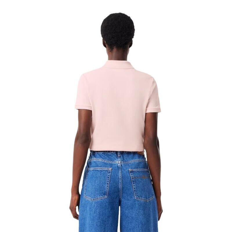 Polo Rosa Lacoste Femme Maille Nidus Mujer de Corte Ajustado 3/4