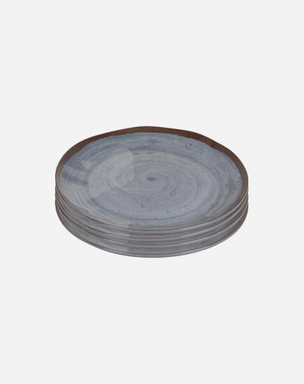 Assiette plate - Halo - Mélamine - 4 Pièces - Gris