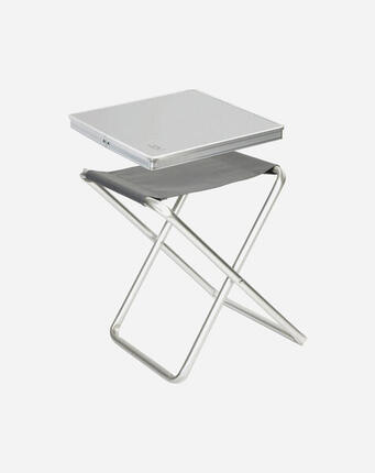 Tabouret + plateau - Pliable - Gris
