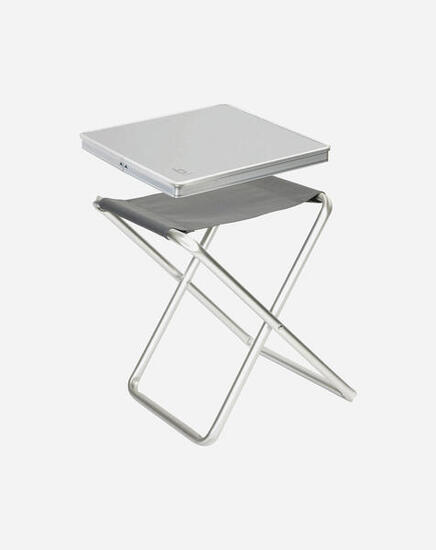 Tabouret + plateau - Pliable - Gris