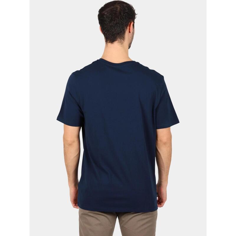Tricou barbati cu decolteu la baza gatului si imprimeu cu logo, Bleumarin