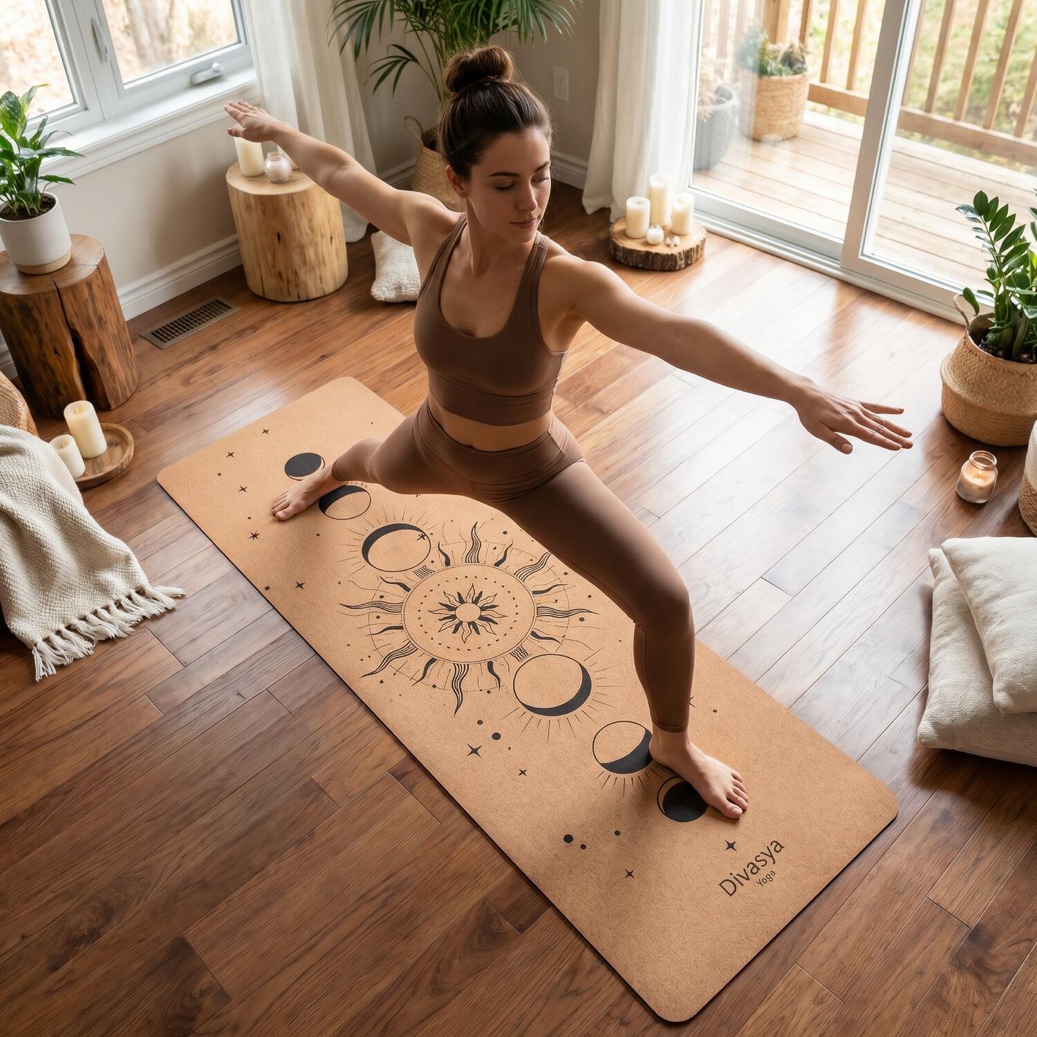 Tappetino yoga in sughero | antiscivolo e leggero | in 4 design yoga 7/7