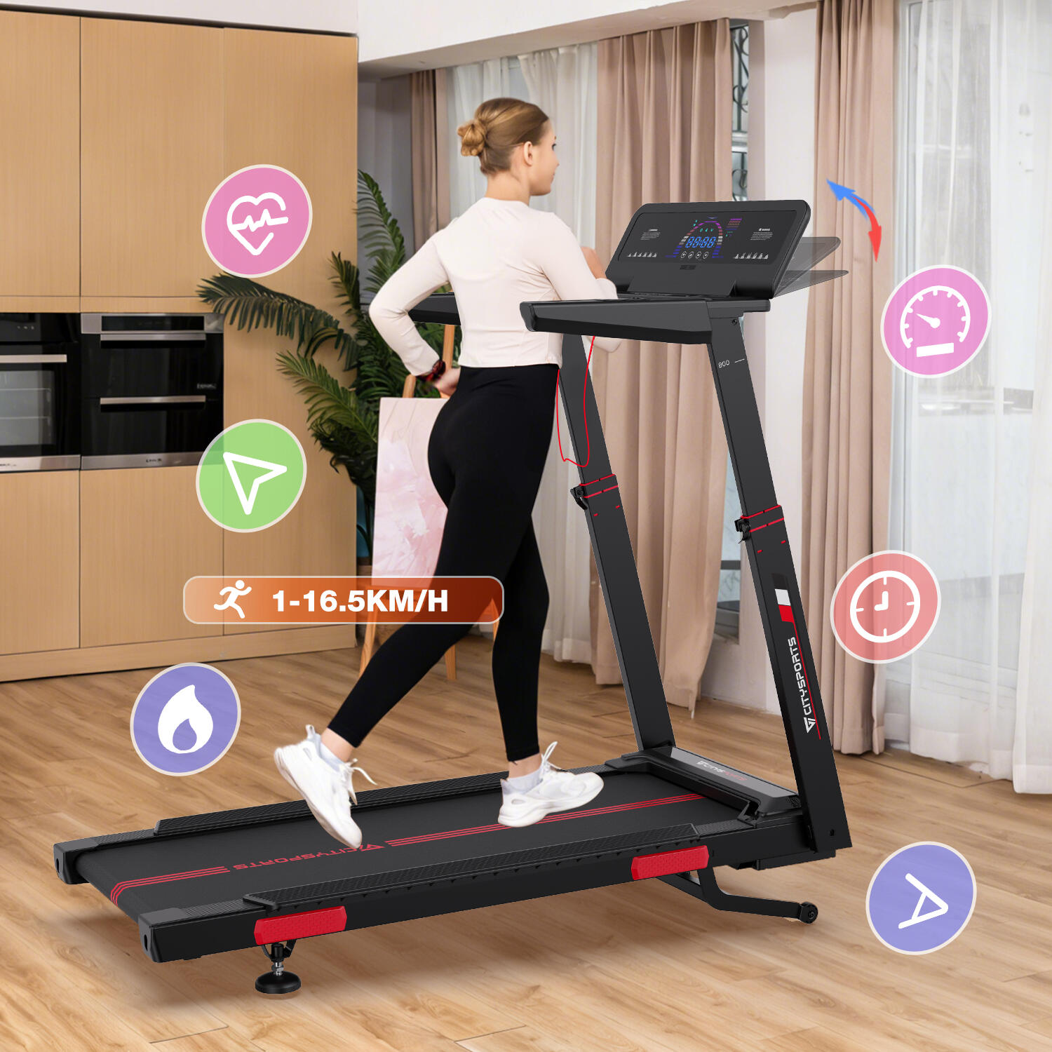 Klappbares und neigbares Laufband–NB2 AI-3700W–16,5 km/h–APP–AI-System 3/6