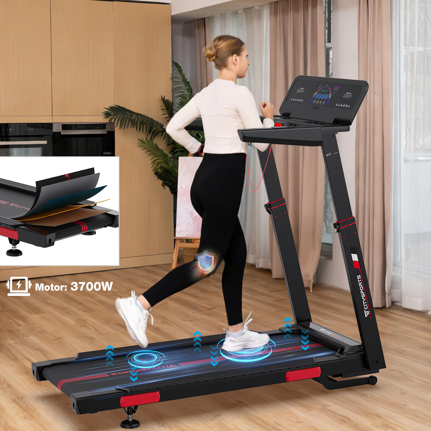 Klappbares und neigbares Laufband–NB2 AI-3700W–16,5 km/h–APP–AI-System 4/6