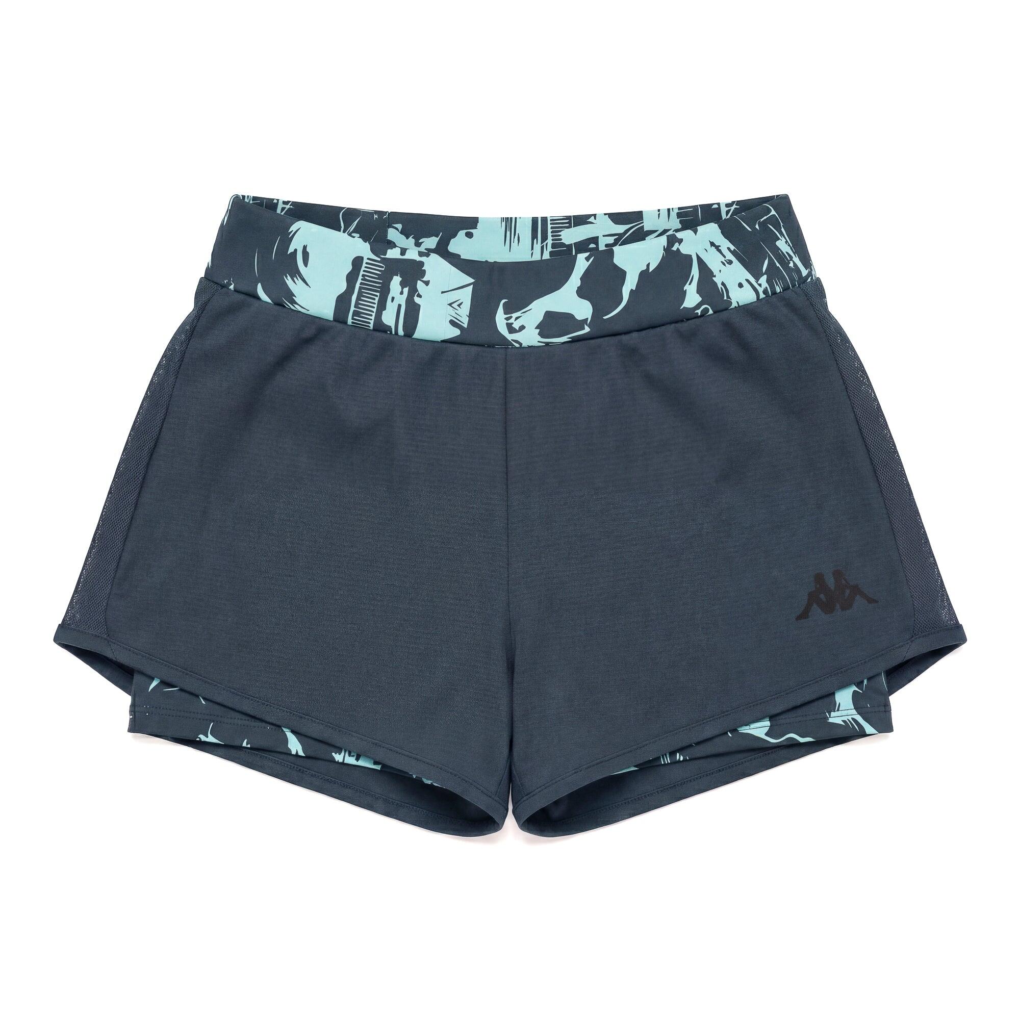 Pantaloncini sportivi da donna in poliestere blu da training 2/3