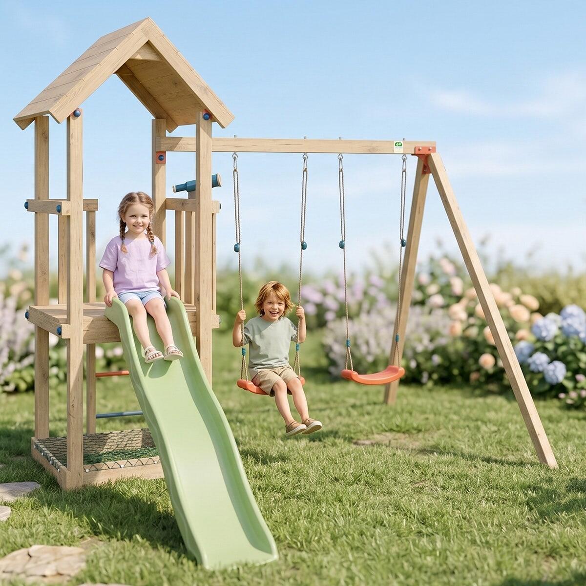 Aire de jeux en bois EASY XPLORER 2 TRIGANO - 6 enfants 2/7