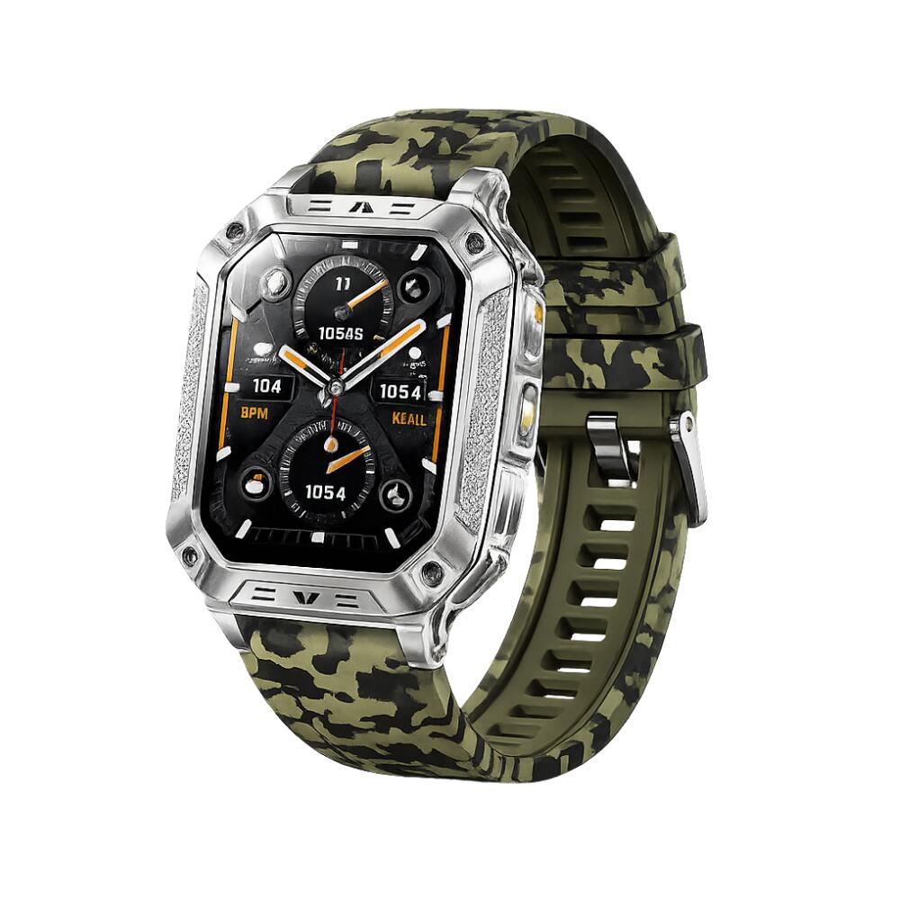 Military Smart Watch with 1400mAh Bluetooth Call (Green Camouflage)