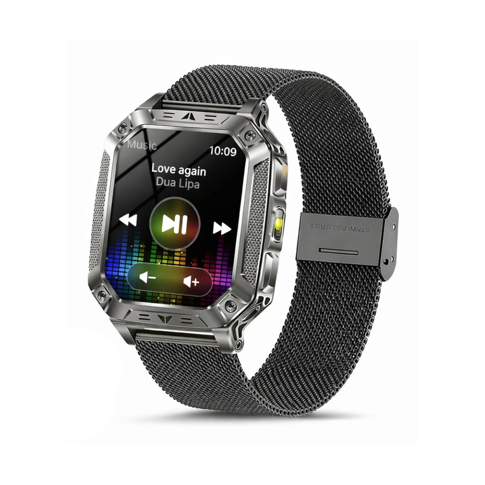 Military Smart Watch with 1400mAh Bluetooth Call (Black Mesh Belt 2A)