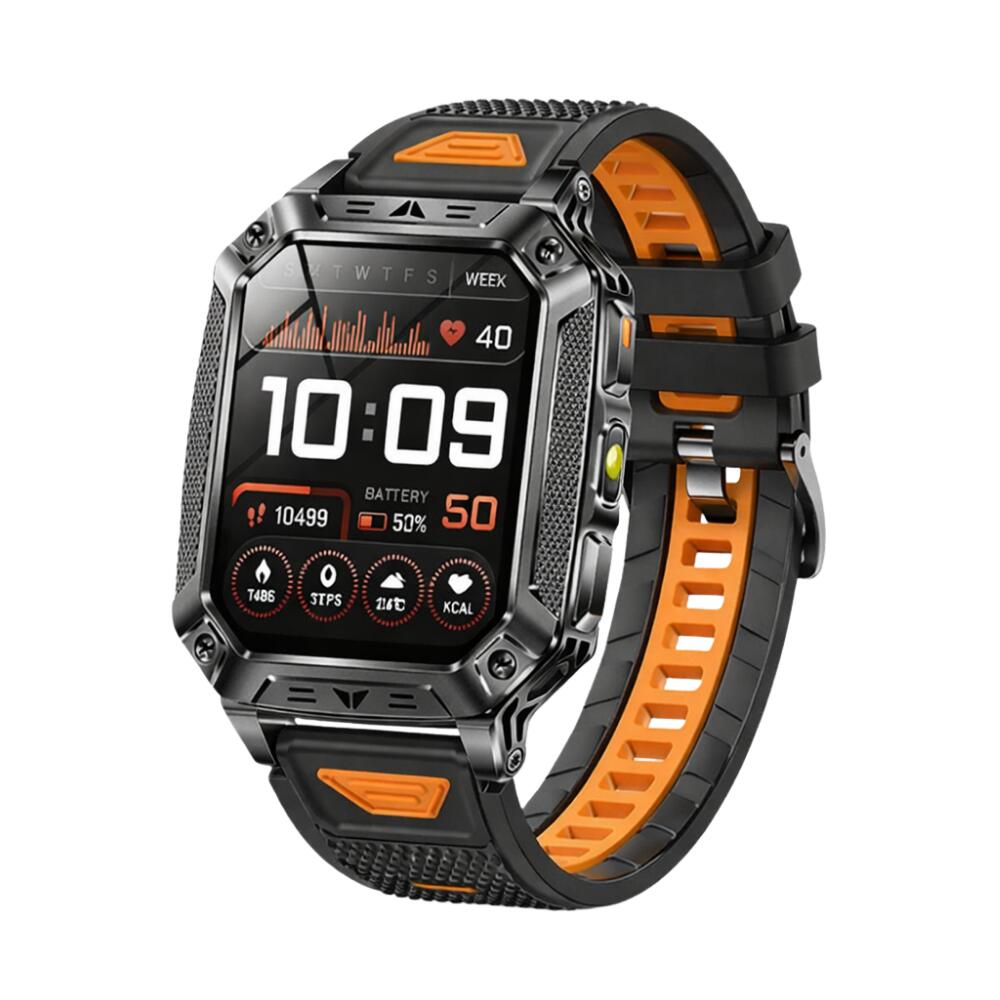 Military Smart Watch with 1400mAh Bluetooth Call (Black Orange)