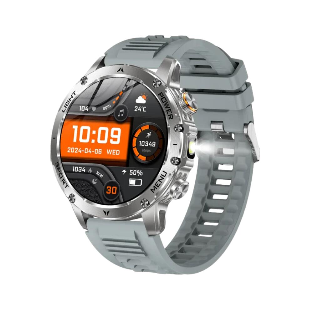 Military Smart Watch with Waterproof Flashlight