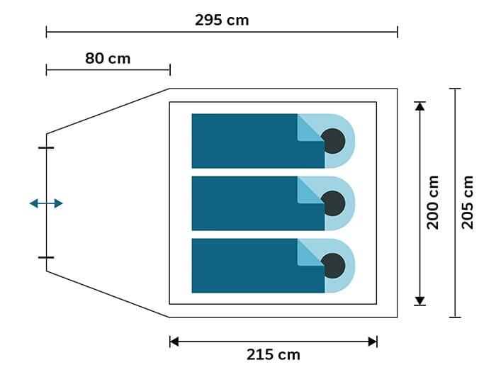 Tienda de campaña tipo cúpula con avancé Larvik 3 Sleeper - Tecnología Sleeper 7/8