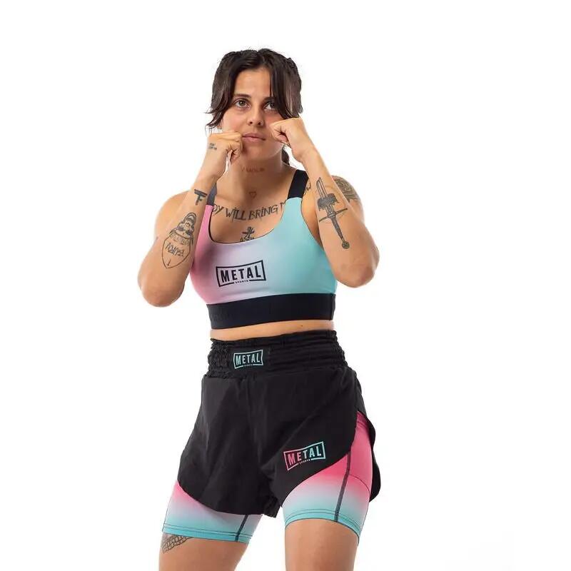 MMA Shorts 2-in-1 Damen Metal Boxe Miami Vibe S 2/6