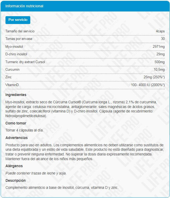 LIFE PRO OVAPRO MYO INOSITOL 120 VEGANCAPS 4/5
