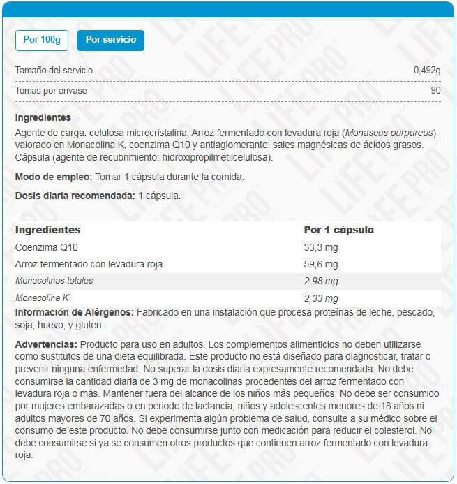 Gistrijst + Co-enzym Q10 - 90 LifePRO Vegan Capsules 5/6