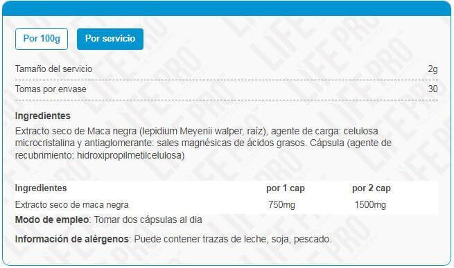Black Maca - 60 Cápsulas LifePRO 2/3