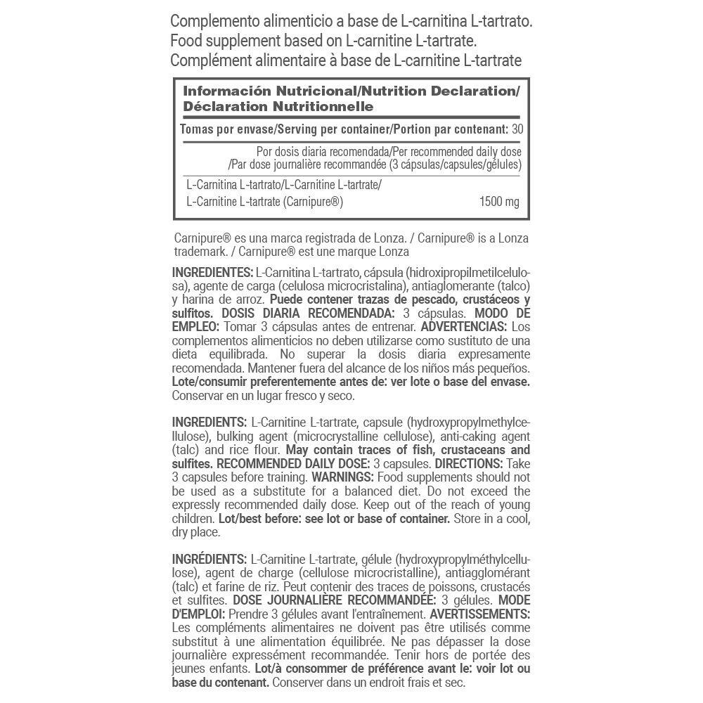 L-Carnitina Carnipure® L-Tartrato 1500mg - 90 Capsule Vegetali MASMUSCULO 4/5