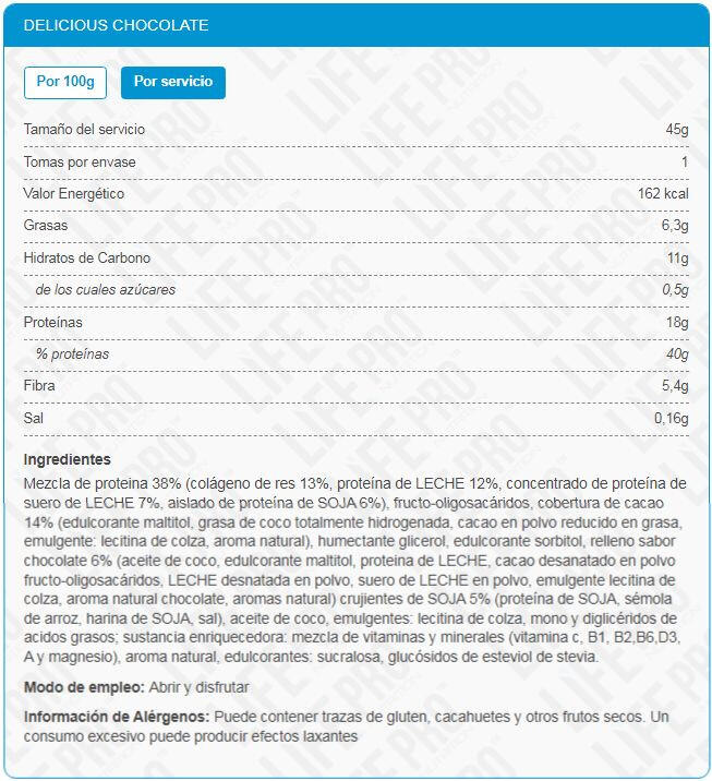 Barrita Kit Crunch 40% Protein - 45g Chocolate LifePRO 2/3