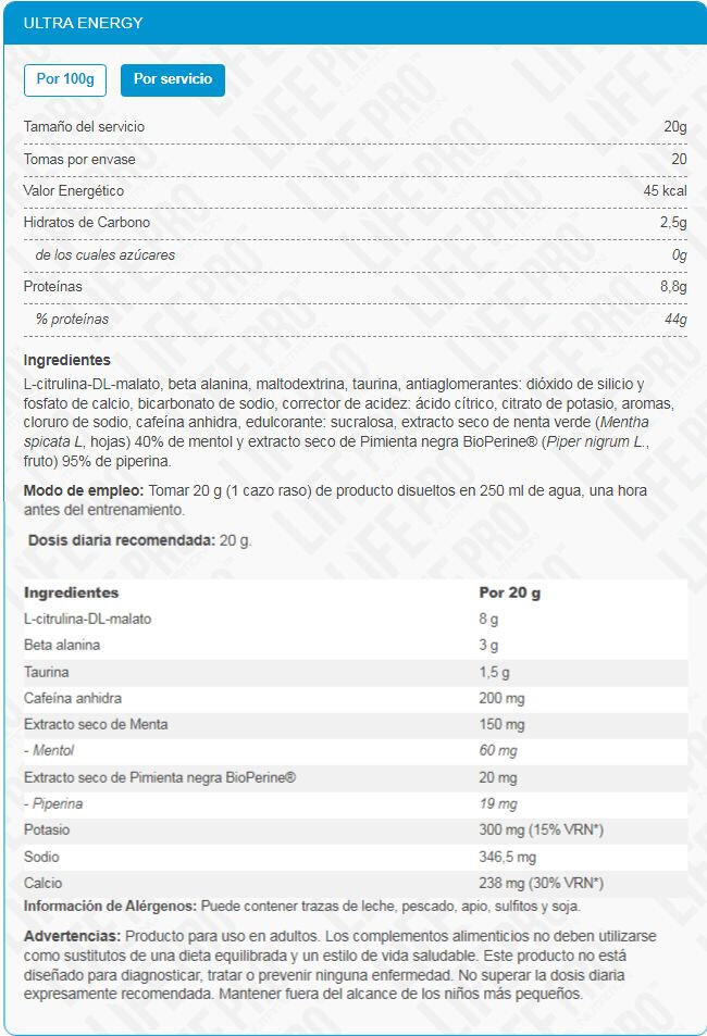 LIFE PRO ELEKTRO NEW 400G 20 SACHETS 4/5