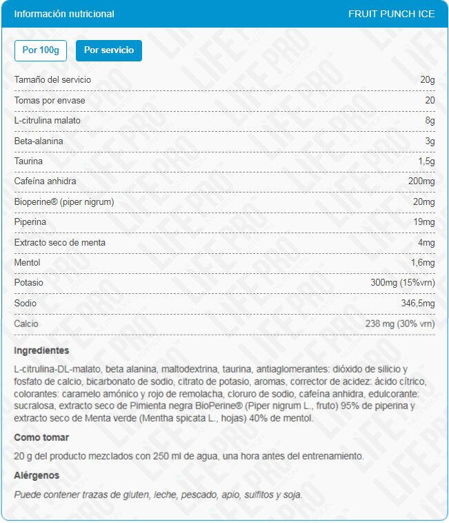 Preentreno Life Pro Elektro 400g Aumenta Rendidimiento y Reduce Fatiga 4/5