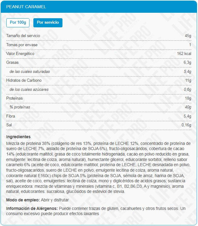 Barrita Kit Crunch 40% Protein - 45g Salted Peanut Caramel LifePRO 2/3