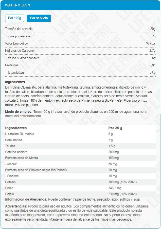 Elektro - 20x20g Wassermelone LifePRO 2/3