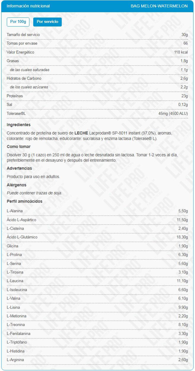 Molkenprotein - 2 kg Wassermelone LifePRO 3/4