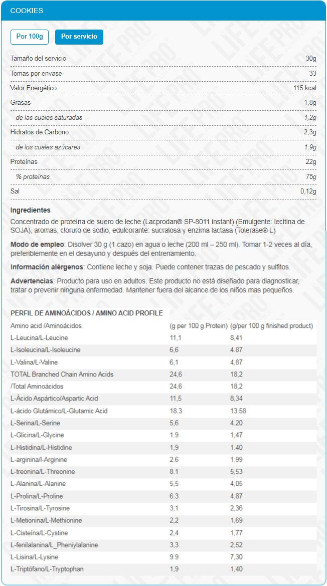 Proteína de suero En Bolsa Life Pro Whey 1kg Proteccion y Crecimiento Muscular 5/6